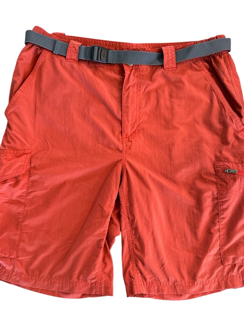 Columbia Coral Red Cargo Shorts with Integrated Gray Belt